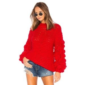 TULAROSA Chunky Sleeve Sweater Red Small Revolve